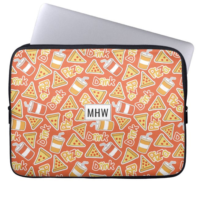 Pizza Pattern custom monogram laptop sleeves (Front)