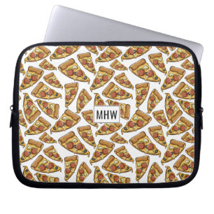 Pizza Pattern custom monogram laptop sleeves