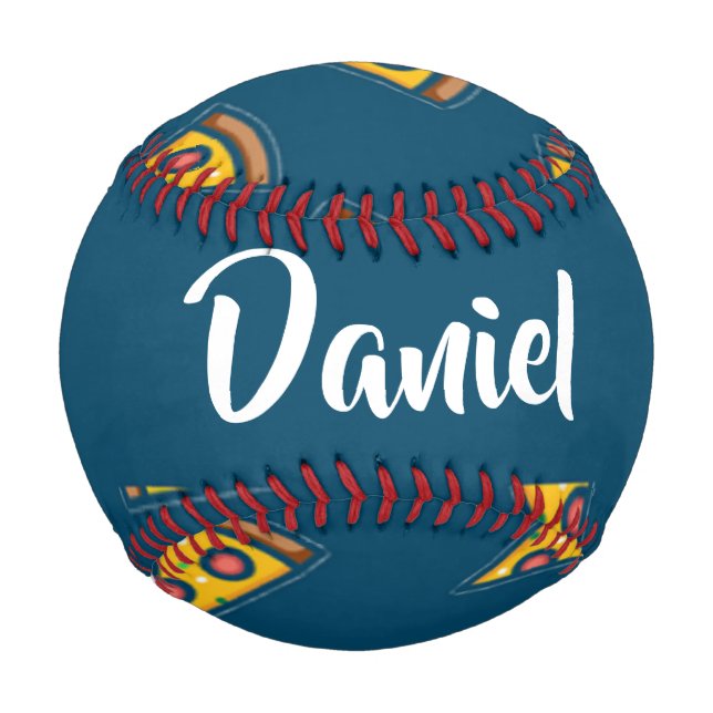 Pizza pattern on blue baseball (Front)