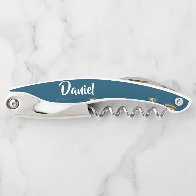 Pizza pattern on blue corkscrew (Front)