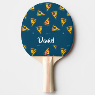 Pizza pattern on blue ping pong paddle