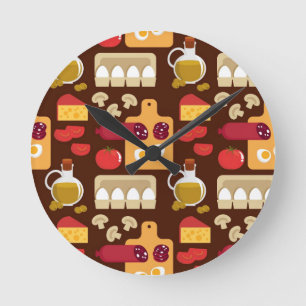 Pizza Pattern Round Clock
