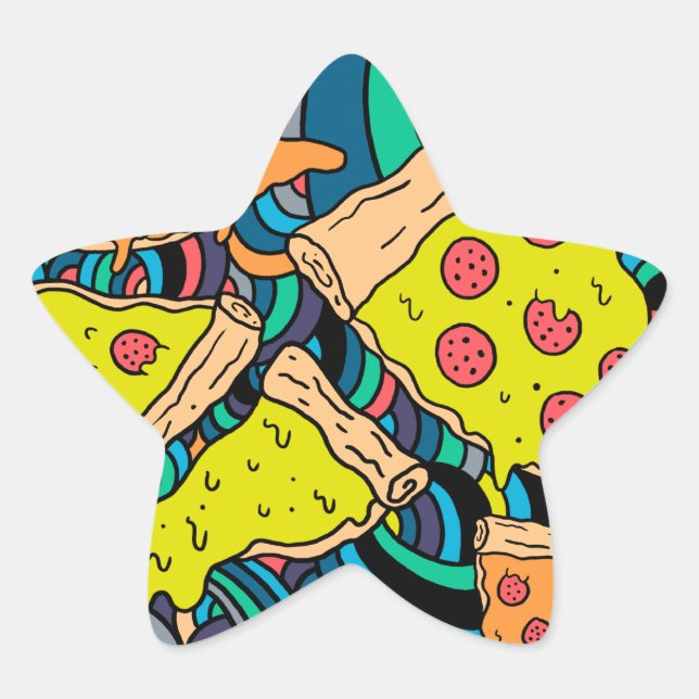 Pizza pattern star sticker (Front)