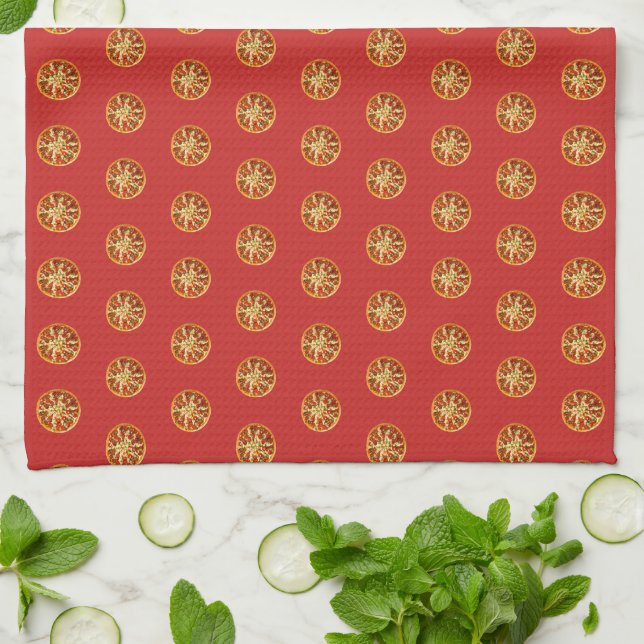 Pizza Pattern Tea Towel (Folded)