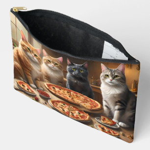 "Pizza Paw-ty: Four Cats Digging In!" Accessory Pouch