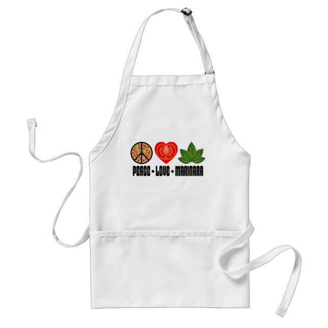Pizza Peace Sign Tomato Heart and Basil Leaves Standard Apron (Front)