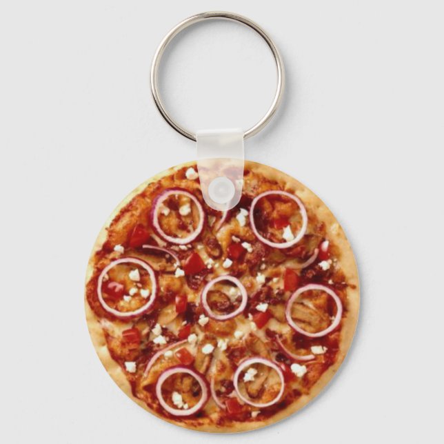 Pizza Peperoni With Onionrings Keychain (Front)