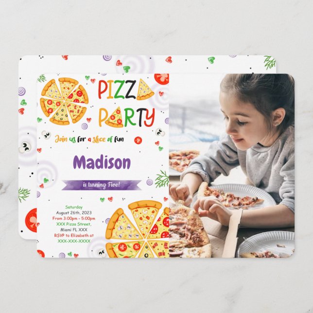 Pizza Photo invitation (Front/Back)