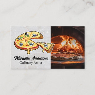 Pizza Pie Illustration   Brick Oven Business Card