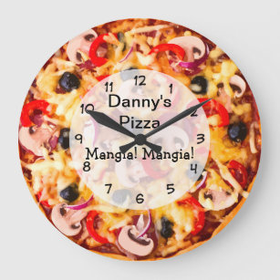 Pizza Pie Italian Food Theme Large Clock