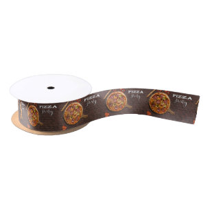 Pizza Pie Party on Brick Satin Ribbon