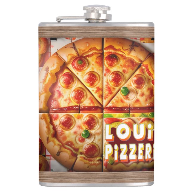 Pizza Pizzeria Design Hip Flask (Front)