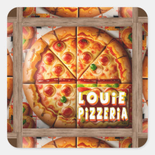 Pizza Pizzeria Design Square Sticker