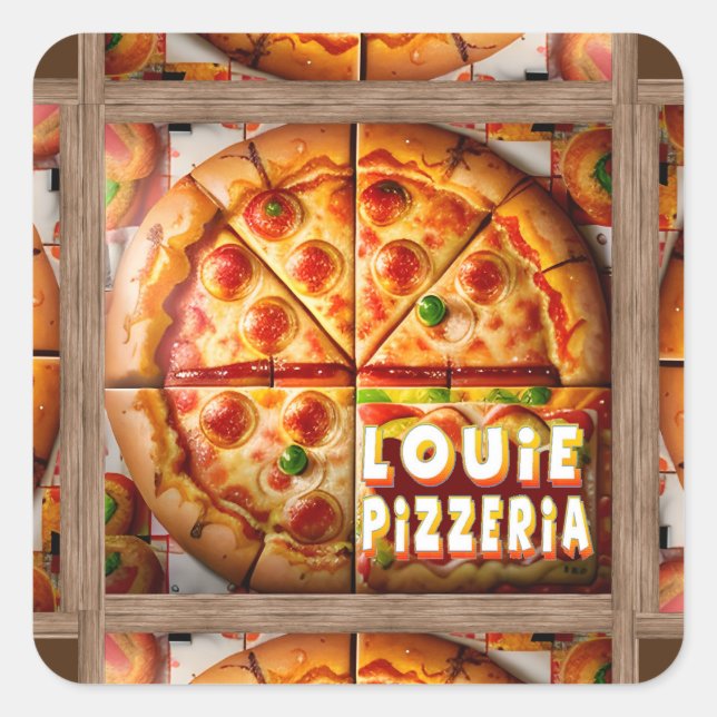Pizza Pizzeria Design Square Sticker (Front)