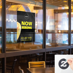 Pizza Place Now Hiring Logo Url Dark Window Cling