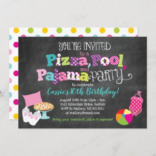 Pizza, Pool and Pajama Party Invitation