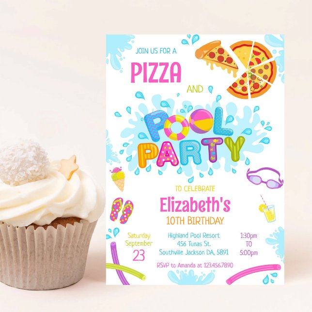 Pizza Pool Party Birthday Invitation (Creator Uploaded)