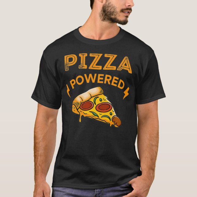 Pizza Powered Funny Premium  T-Shirt (Front)