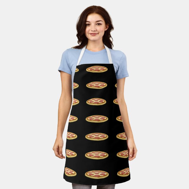 PIZZA PRINT KITCHEN APRON (Worn)