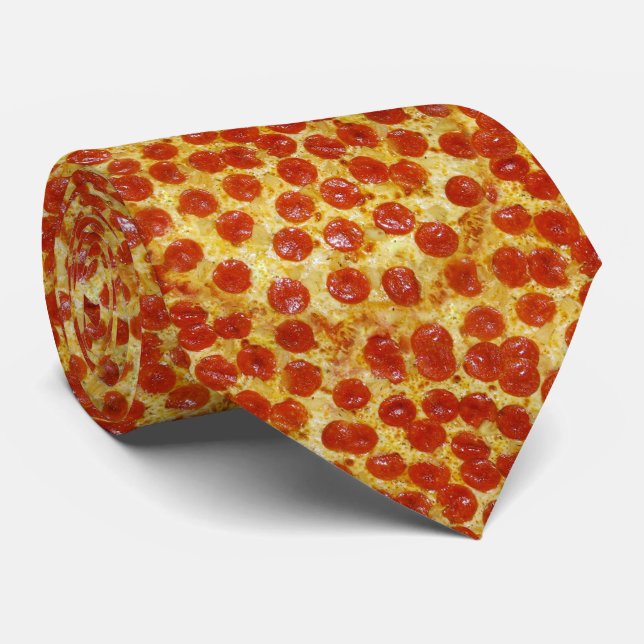 Pizza Print on Neck Tie (Rolled)