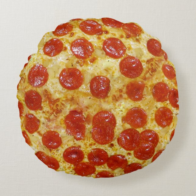 Pizza Print Round Pillow (Front)