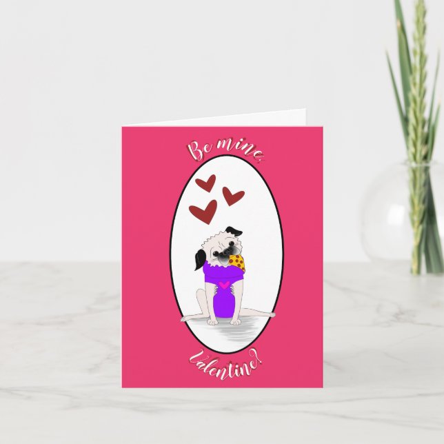 Pizza Pug: Be Mine, Valentine Folded Greeting Card (Front)