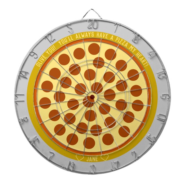 Pizza Puns Personalised Cheese Pizza w/ Pepperoni Dartboard (Front)