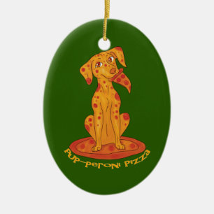 Pizza Puppy Ceramic Tree Decoration