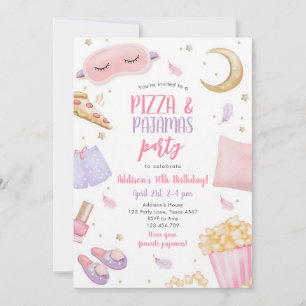 Pizza & Pyjamas Sleepover Birthday Invitation