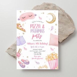 Pizza & Pyjamas Sleepover Birthday Invitation