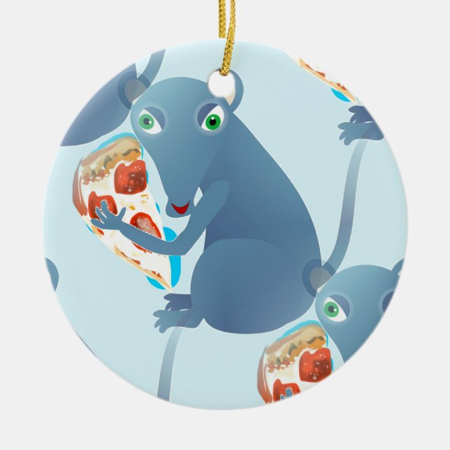pizza rat ceramic tree decoration (Front)