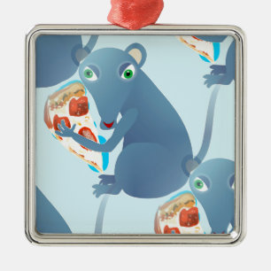 pizza rat metal ornament