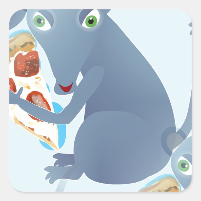 pizza rat square sticker (Front)