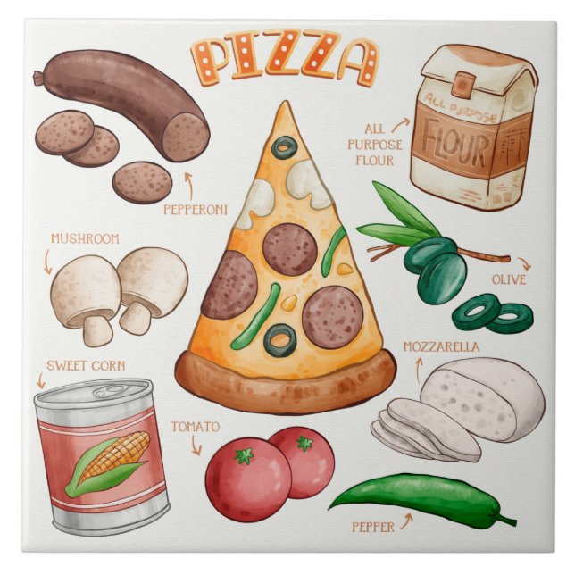 Pizza Recipe  Ceramic Tile (Front)