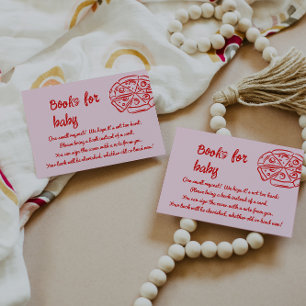 Pizza Red Pink Hand Drawn Baby Book Request Enclosure Card