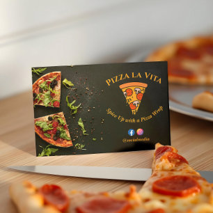 Pizza Restaurant Business Minimalist Small Slice Card
