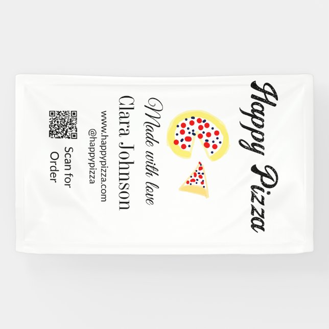 Pizza restaurant cafe pizzeria scan QR code order  Banner (Horizontal)