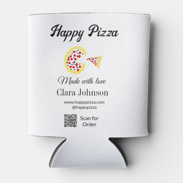 Pizza restaurant cafe pizzeria scan QR code order  Can Cooler (Front)