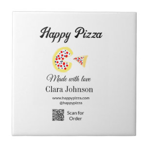 Pizza restaurant cafe pizzeria scan QR code order  Ceramic Tile