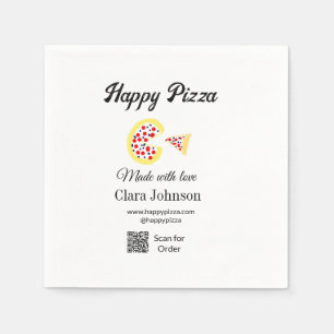 Pizza restaurant cafe pizzeria scan QR code order  Napkin