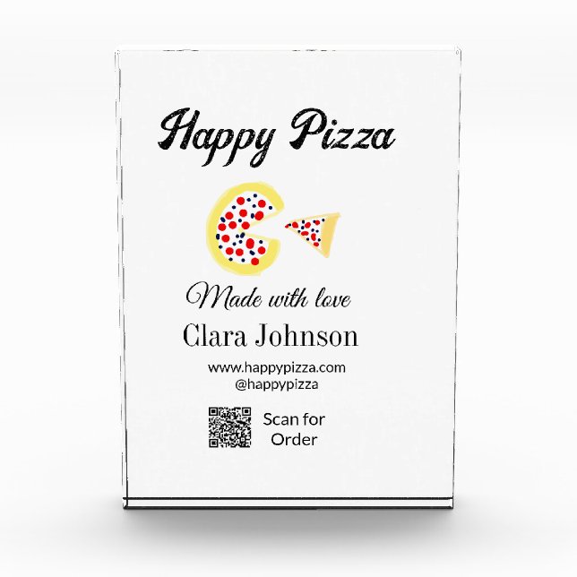 Pizza restaurant cafe pizzeria scan QR code order  Photo Block (Front)