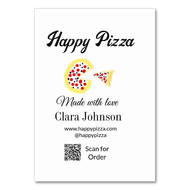 Pizza restaurant cafe pizzeria scan QR code order  Table Number (Front)