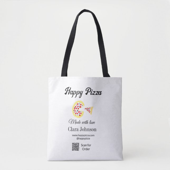 Pizza restaurant cafe pizzeria scan QR code order  Tote Bag (Front)