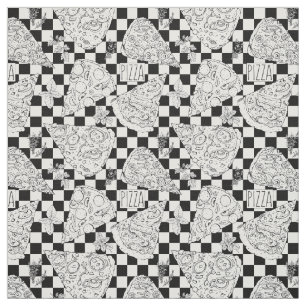 Pizza Restaurant Chef Black and White Chequered Fabric