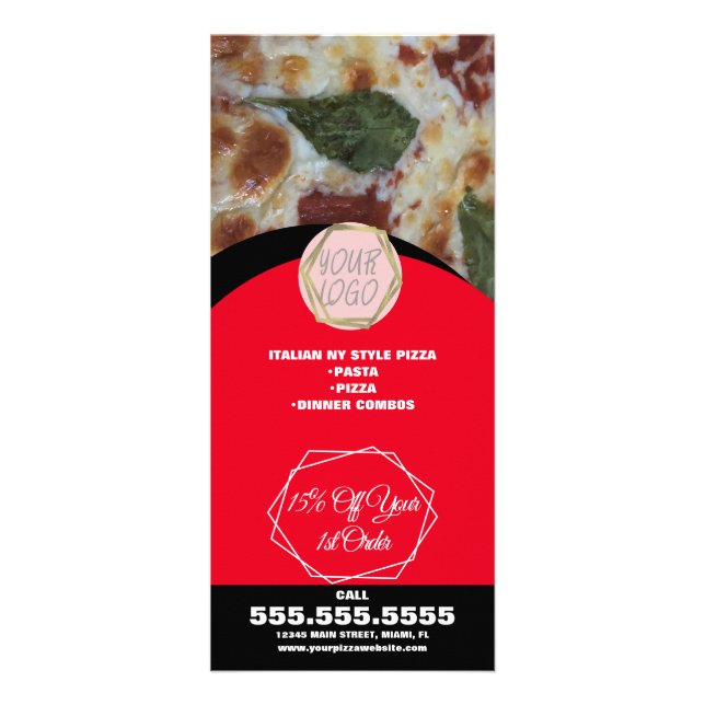Pizza Restaurant Lunch Specials Business B Rack Card (Front)