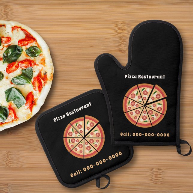 Pizza Restaurant Oven Mitt & Pot Holder Set (Pizza Oven Mitt & Pot Holder Set)