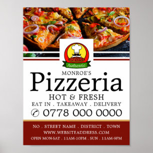 Pizza Restaurant, Pizzeria Advertising Poster