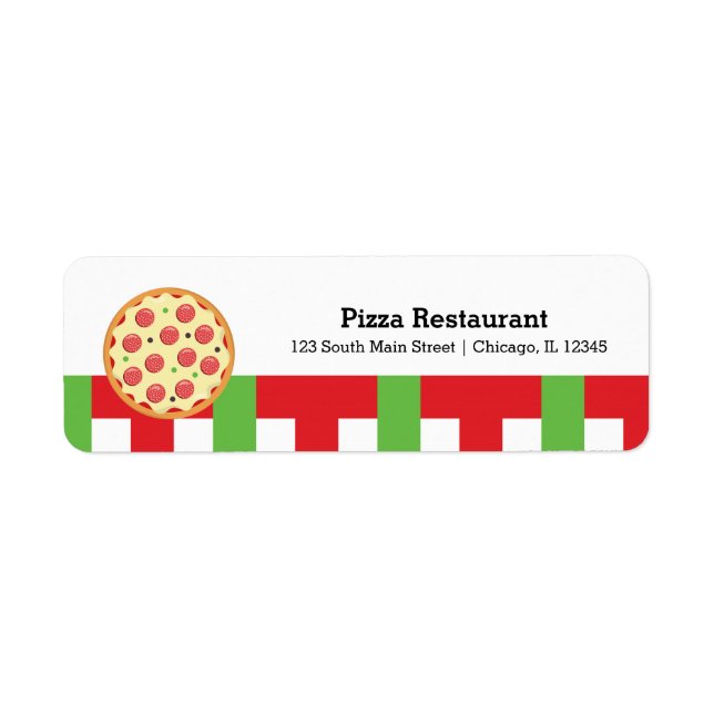 Pizza restaurant return address label (Front)