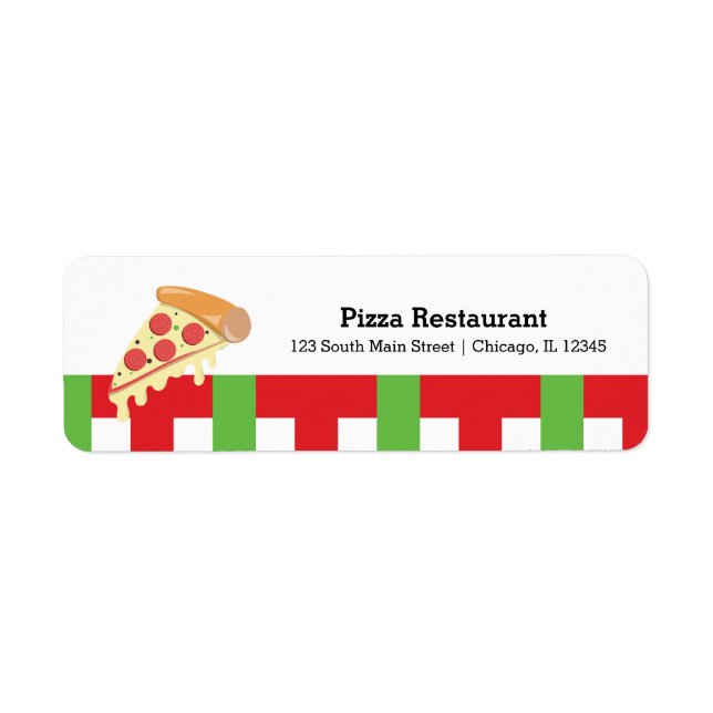 Pizza restaurant return address label (Front)