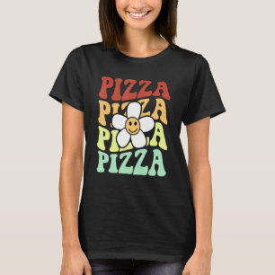 pizza retro sunflower smile face colorful vintage T-Shirt